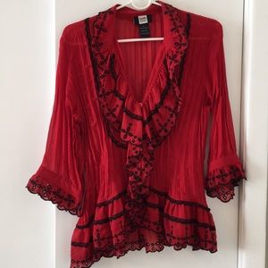 Red lace blouse